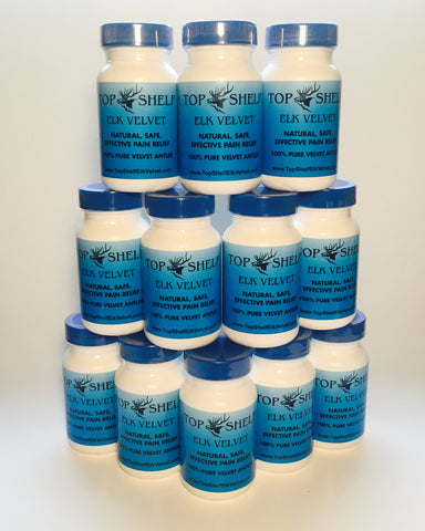 12 Bottles - 100% Pure Elk Velvet Antler for People (Save $5.00 Per Bottle)