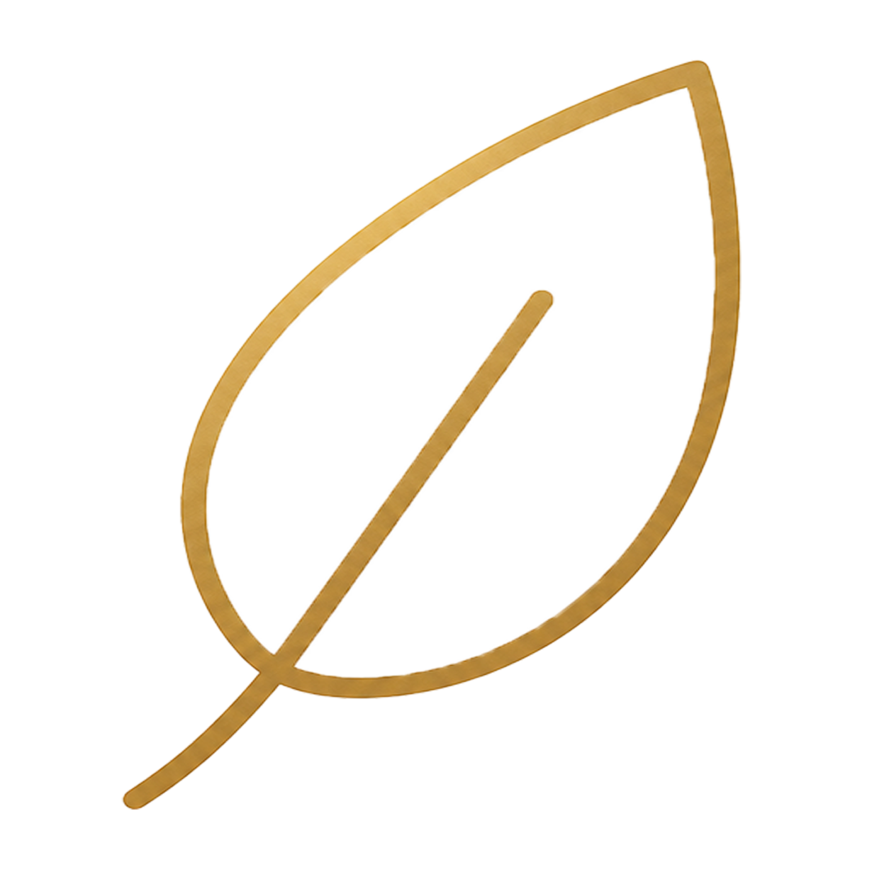 A minimalist gold foil leaf outline decal on a clean white background.