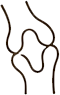 A simple black line drawing of an anatomical joint or bone structure on a plain white background.