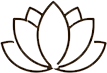 A minimalist black line art illustration of a lotus flower, commonly used as a decorative emblem, sticker, or digital graphic.