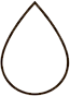 A simple black outline drawing of a blood drop or droplet shape on a white background.